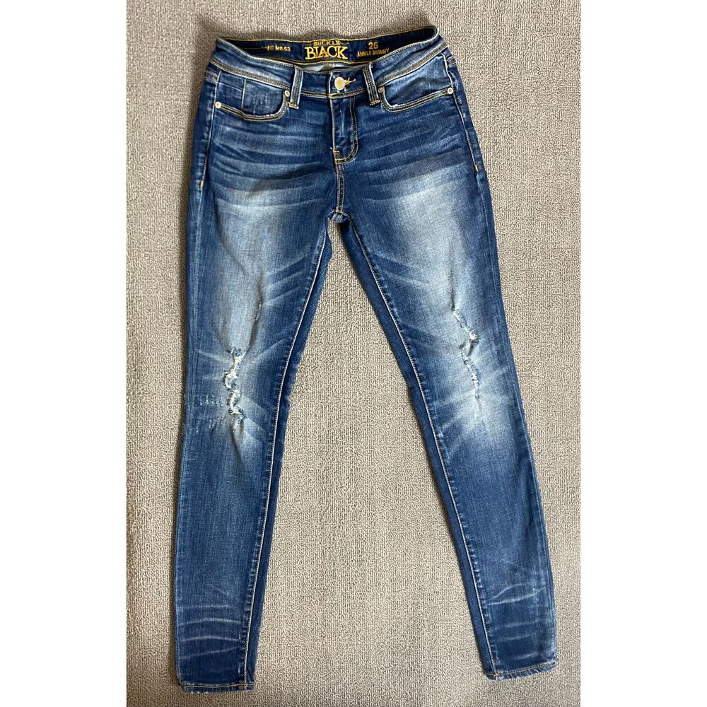 Buckle Black Distressed Ankle Skinny Jeans
